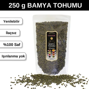 Hanzade Bitkisel Bamya Tohumu 250 gr Yenilebilir - İlaçsız - Işınlama Yok - Elenmiş - Yeni Mahsül