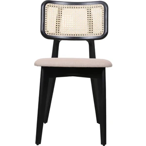 Gazzini Furniture Zeus Beyaz Teddy Hazeranlı Siyah Ahşap Bohem Sandalye