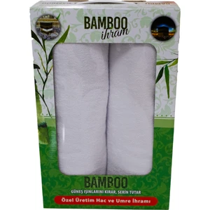 Bambu Ihram Takımı 110 x 220, %100 Bambu, 1250GR. Yumuşak, Beyaz Renkli, Hac ve Umre Ibadeti Için.