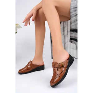 Kadın Taba Hakiki Deri Ortopedik Sabo Terlik