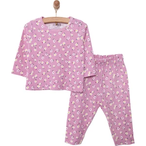 Kaşkorse Çiçek Desen Uzun Kol Pijama Takımı