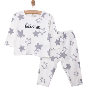 Kaşkorse Uzun Kol Yıldız Desen Pijama Takımı Erkek Bebek