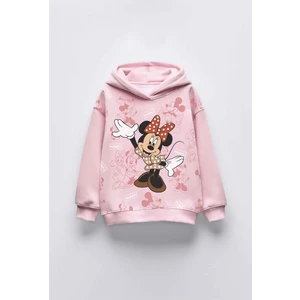 Miniko Kids Kız Çocuk Minnie Baskılı Kapüşonlu Manşetli Sweatshirt