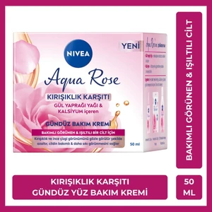 Aqua Rose Gündüz Yüz Kremi 50 ml – Kırışıklık Karşıtı, Sıkılaştırıcı, Kalsiyum ve Gül Yaprağı Yağlı, Tüm Cilt Tipleri İçin