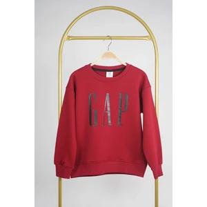 Miniko Kids Kız Erkek Bisiklet Yaka Gap Baskılı Manşetli Pamuk Sweat