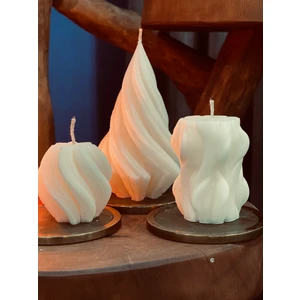 3'lü Dalgalı Model & Yılbaşı Ağacı Spiral Model ve Dönence Model Dekoratif Mum Seti