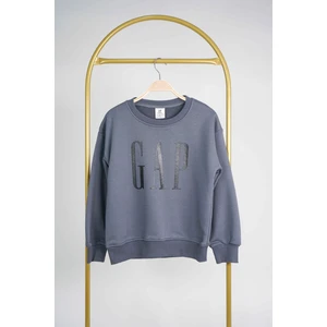 Miniko Kids Kız Erkek Bisiklet Yaka Gap Baskılı Manşetli Pamuk Sweat