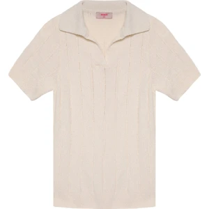 Polo Yaka Kısa Kol Triko  - Ekru Ekru - Standart