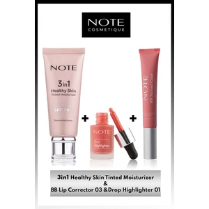 Note Cosmetics En Favoriler 3'lü Makyaj Seti - 3 In 1 Healthy Skin / Drop Highlighter 01 / Bb Lip Corrector 03