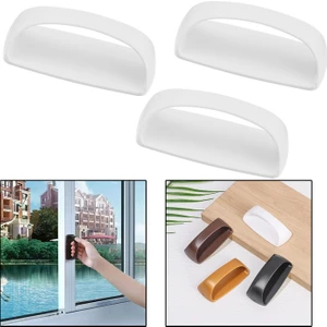 Plastik Yapışkanlı Sürgülü Pencere Çekmece Kapı Kolu Tutacağı-AL4834 3 Adet