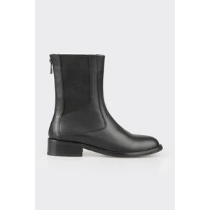 Siyah Deri Kadın Klasik Bot