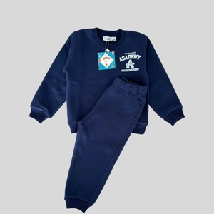 Kiddle Style 3 Iplik Şardonlu Unisex Baskılı Lacivert Bebek Eşofman Takımı
