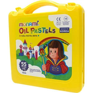 Yağlı Pastel Boya 55 Renk + 5 Ekstra Renk Çocuklar İçin Sarı Kalem Çantası