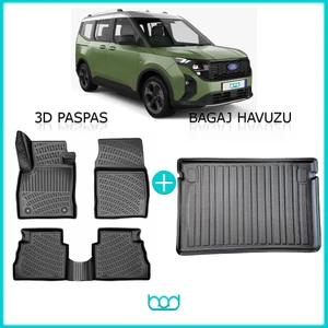 Ford Courier 3D Havuzlu Paspas ve Bagaj Havuzu Seti 2024-SONRASI