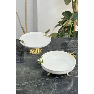 May Home 2'li Özel Gold Sofra & Sunum Seti (Zeytin)