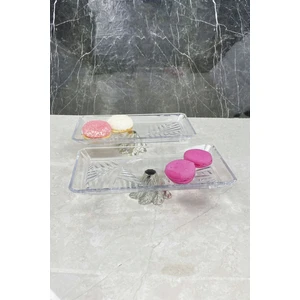 May Home Kand 2'li Metal Ayaklı Madlen Cam Sunum Tabağı & Ikramlık Tatlı Servis Tabağı