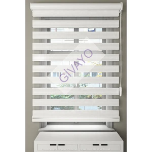 Givayo Stor Modern Ekru Pliseli Etek Dilimsiz Zebra Stor Perde