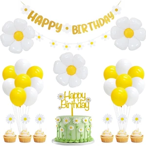 Bal10 Dünyası Happy Bırthday Eva Banner ve Papatya Folyo Balon Seti