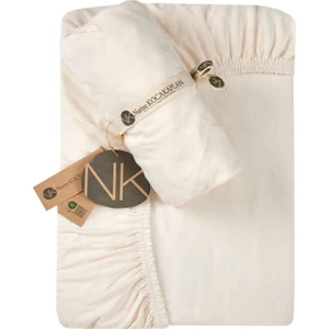 Organik Pamuk Penye Bej Lastikli Bebek Çocuk Çarşafı -