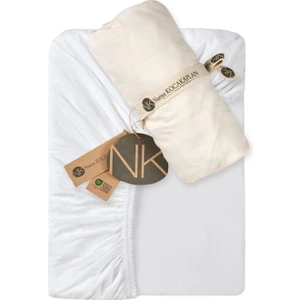 Organik Pamuk Penye Beyaz ve Natur Lastikli Bebek Çocuk Çarşafı