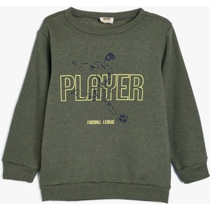 Sweatshirt Uzun Kollu Bisiklet Yaka Futbol Temalı Baskı Detaylı
