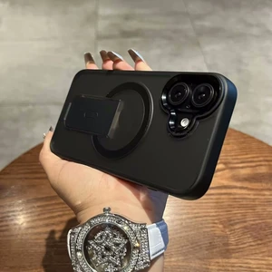 M.tk moveteck iPhone 16 Plus Kılıf Krom Mika Magsafe Arkası Mat Hassas Butonlu Metal Gizli Standlı Renkli Kenarlı Parlak Çerceveli Armour