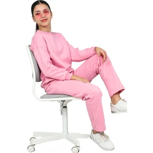 ERDEM KIDS Kız Çocuk 3 Iplik Şardonlu Içi Pamuklu Basic Bisiklet Yaka Eşofman Takımı