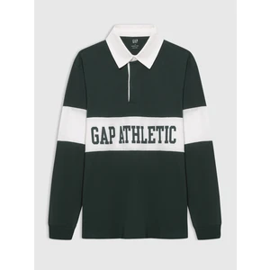 Erkek Koyu Yeşil Gap Logo Polo Yaka Colorblock T-Shirt