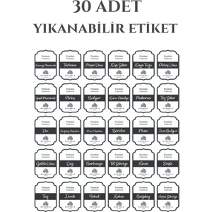 Bramble Life 30 Adet Suya Dayanıklı Yıkanabilir Saklama Kabı Baharat Bakliyat Etiketi