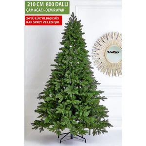 210  cm  Yılbaşı Ağacı Gür Dallı Noel Ağacı Lüx  Süt Seti Hediye Yılbaşı Çam Ağacı 800 Dallı