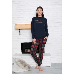 Kadın Bisiklet Yaka Bilek Manşet/lastikli 2 Iplik Cepli Kışlık Jogger Eşofman Pijama Takımı Homewear