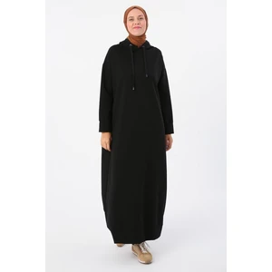 Siyah-Kapüşonlu Örme Elbise