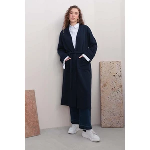 Lacivert-Kolu Katlamalı Sweat Hırka