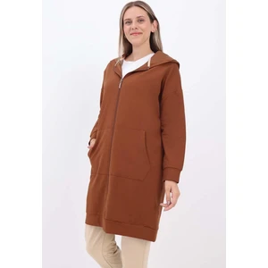 Kahve-Fermuarlı Sweat Hırka