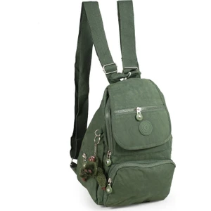 Küçük Boy Krinkıl /klinkır Su Geçirmez Uzun Askılı Çok Gözlü Günlük Kadın Sırt Çantası Yeşil 12-4g
