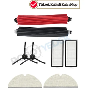 Roborock Q8 Max, Q8 Max Plus Siyah Uyumlu Yedek Fırça Hepa Filtre Mop Seti-7 Parça