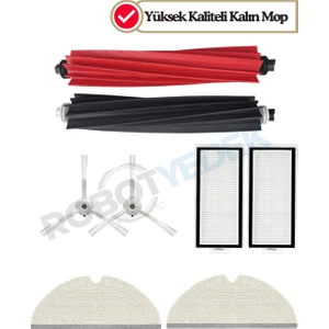 Roborock Q8 Max, Q8 Max Plus Beyaz Uyumlu Yedek Fırça Hepa Filtre Mop Seti-7 Parça