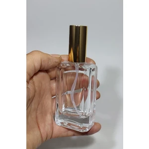 Cam Yeniden Doldurulabilir Sprey Kolonya Parfüm Şişesi 50 Ml - Boş Şişe 10 Adet Gold Renk Kapaklı