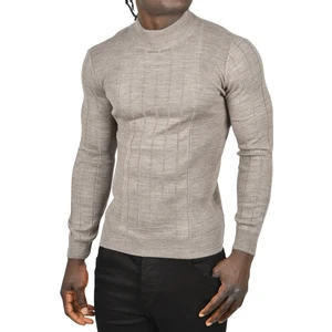 Yarım Balıkçı Yaka Çizgili Tüylenmeyen Slim Fit Triko Kazak 2505491