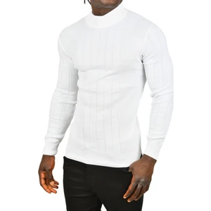 Yarım Balıkçı Yaka Çizgili Tüylenmeyen Slim Fit Triko Kazak 2505491