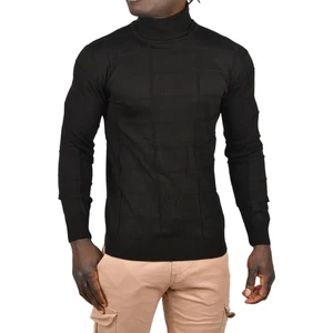 Kare Desenli Balıkçı Yaka Slim Fit Boğazlı Triko Kazak 2505493