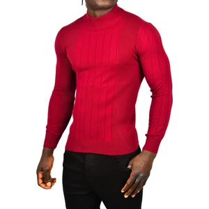 Yarım Balıkçı Yaka Çizgili Tüylenmeyen Slim Fit Triko Kazak 2505491