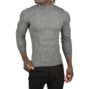 Yarım Balıkçı Yaka Çizgili Tüylenmeyen Slim Fit Triko Kazak 2505491
