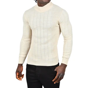 Yarım Balıkçı Yaka Çizgili Tüylenmeyen Slim Fit Triko Kazak 2505491