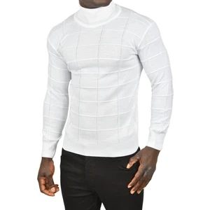 Kare Desenli Balıkçı Yaka Slim Fit Boğazlı Triko Kazak 2505493