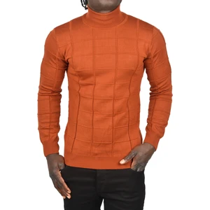 Kare Desenli Balıkçı Yaka Slim Fit Boğazlı Triko Kazak 2505493