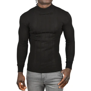 Yarım Balıkçı Yaka Çizgili Tüylenmeyen Slim Fit Triko Kazak 2505491