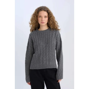 Coool Oversize Geniş Kalıp Bisiklet Yaka Triko Kazak E2319AX24CW