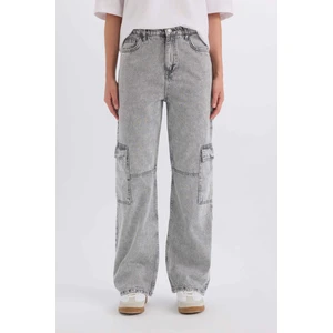 90's Wide Leg Yüksek Bel Düz Paça Uzun Jean Yıkamalı Pantolon C7324AX24WN