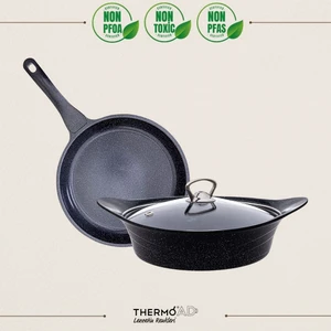ThermoAD | Tencere Tava Seti | Pyro Serisi | 3 Parça | Gri | 26cm